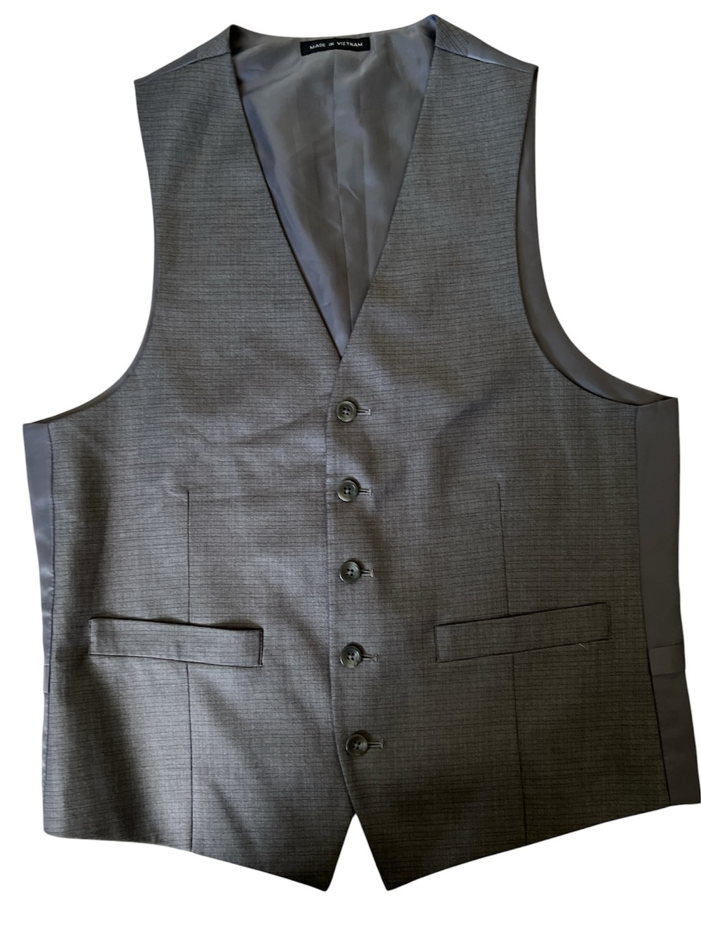 Men's Gray Tailored Dress Vest - Classic Formal Waistcoat Size S